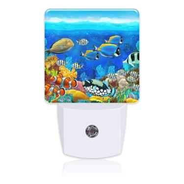 Imagem de Uiaoiais Luz Noturna Colorida De Recife Coral Para Crianças, Led, Plug-In Parede Com Sensor Anoitecer Ao Amanhecer, Decoração Quarto Meninas, Meninos, Mulheres E Homens, Corredor, Cozinha, Banheiro,
