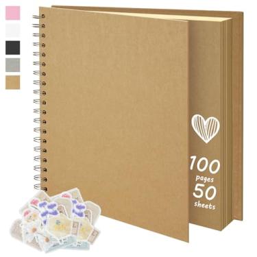 Imagem de Remowith Álbum De Fotos Scrapbook Faça Você Mesmo 10X10", Papel Kraft Em Branco, 100 Páginas Memórias Para Casamento E Família, Colorido