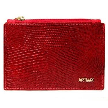 Imagem de Carteira Couro Zíper Feminina Artlux 922, Vermelho