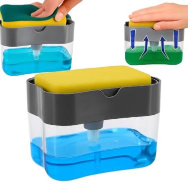 Imagem de Dispenser de Detergente Porta Detergente com Suporte para Esponja Bucha, Recipiente para Pia de Cozinha, Acompanha Esponja