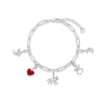 Imagem de PAVOI Pulseira ajustável banhada a ouro 14K para mulheres | Pulseira de corrente com pingente de barra torcida e clipe de papel com lua, olho turco, urso de pelúcia, cadeado de coração, avião