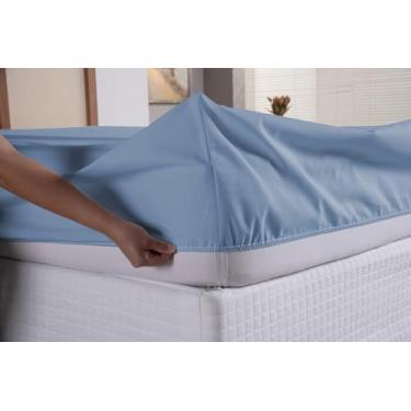 Imagem de Lençol Avulso Com Elástico 400 Fios Toque Macio Varios Tamanhos Solteiro - Casal - Queen - King (Azul, Viúvo)