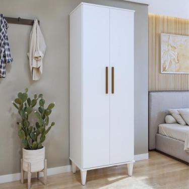 Imagem de Armário Multiuso Aurora 2 Portas 5 Prateleiras Branco - Kaiki Móveis, 