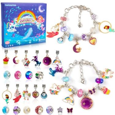 Imagem de Calendário do Advento 2024, 24 dias, pulseiras faça você mesmo, kit de fabricação de joias para meninas, crianças, adolescentes e mulheres, Metal