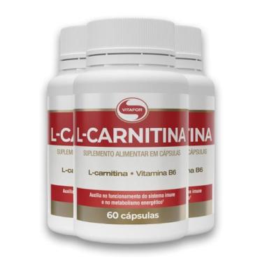 Imagem de Kit 3 L Carnitina com Vitamina B6 Vitafor 60 Cápsulas