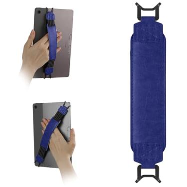 Imagem de HoYiXi Alça de mão macia para eReaders de 9 a 11 polegadas e tablet Fire compatível com Fire HD 10/iPad 9,7/iPad Mini/Galaxy Tab A8 A9/Huawei Suporte de dedo preto leve de alta elasticidade, azul