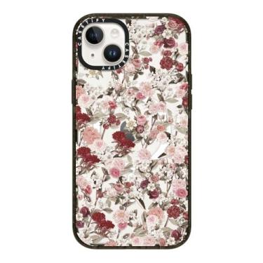 Imagem de CASETiFY Capa Impact para iPhone 14 Plus [2,5 m 4X proteção contra quedas de grau militar/compatível com Magsafe] - Vintage Flower Monday - Preto transparente