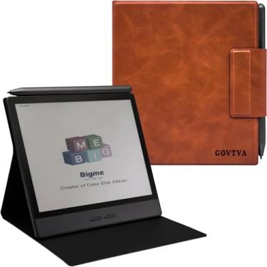 Imagem de GOVTVA Capa com suporte magnético para Bigme B7 Color (lançado em 2025) capa de couro leve ultrafina com fivela magnética para caneta, hibernar/despertar automático (marrom vintage)