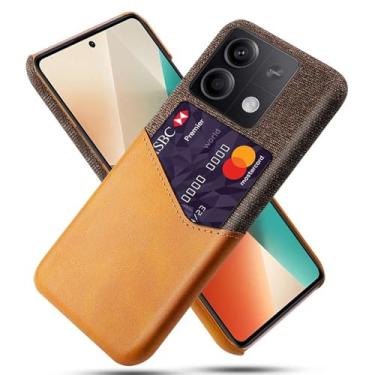 Imagem de Capa para Xiaomi Redmi Note 13,Tela e tampa de couro PU,Antideslizante,360°cobertura completa à prova de choque com 1 slot de cartão atrás,Prevenção de queda-Brown