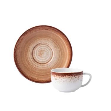 Imagem de Xicara Café Com Pires 80ml Porcelana Schmidt - Dec. Esfera Marrom 2415