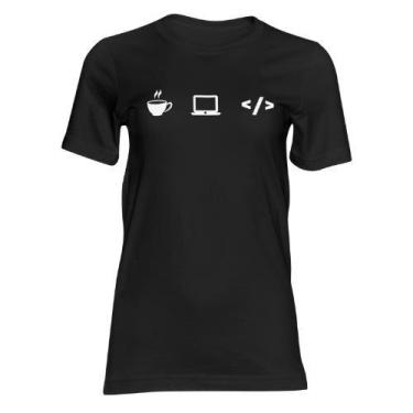 Imagem de Camiseta Preta Camisa Masculina Icones TI informática 100% algodão Pre