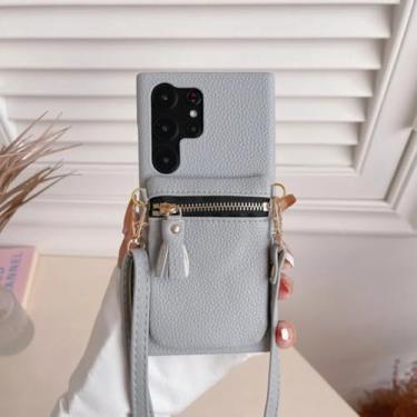 Imagem de MVVKKY Capa transversal com zíper e carteira para Galaxy A55 (para Galaxy A55/azul)