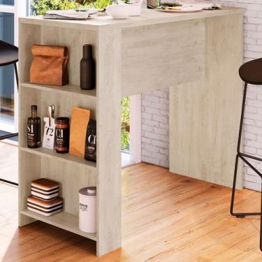 Imagem de Bancada de Cozinha Luna 3 Prateleiras Crema - Irm Móveis, Moderno, Beg