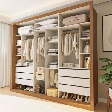 Imagem de Closet Casal Itália 6 Gavetas Carvalho/Branco - Minastex, Marrom, Mode