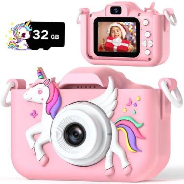 Imagem de Câmera infantil HOOMOON 2024 Upgrade Unicorn 1080P HD 32GB