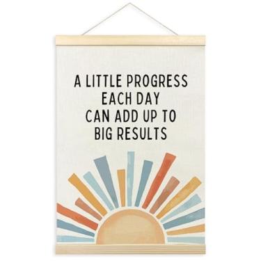 Imagem de TLESKE Moldura inspiradora para pôster de saúde mental, um pouco de progresso a cada dia, educação especial, decoração de arte de parede para sala de aula, terapia e aconselhamento, escritório, quarto