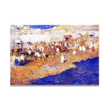 Imagem de Mercado marroquino Théo van Rysselberghe: Impressão em tela neoimpressionista belga chave 40 x 60 cm sem moldura