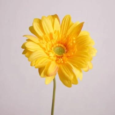 Imagem de peças de flores artificiais hidratantes de gerbera com toque real, decoração de casamento, buquê de noiva, festa, decoração floral para casa, girassol (gerbera amarela)