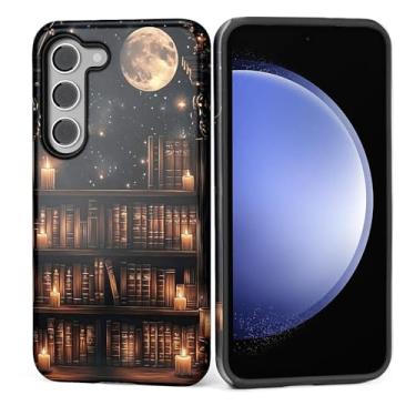 Imagem de Capa para Samsung Galaxy S24 Plus, silicone macio fosco + PC rígido antiarranhões capa protetora 2 em 1 resistente à prova de choque para mulheres e homens - Gótico estante lua