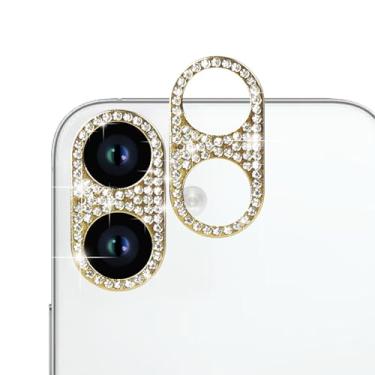 Imagem de Omorro Compatível com iPhone Air Bling Protetor de Lente de Câmera, 3D Glitter Cristal Diamante Strass Anti-Riscos Pontos Brilhantes Metal Decoração Adesivo Filme Dourado (pacote com 2)