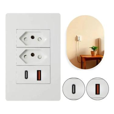 Imagem de 10X Tomada Dupla Usb Usbc 4X2 Embutir Sem Wifi Wk-Usbc Bran