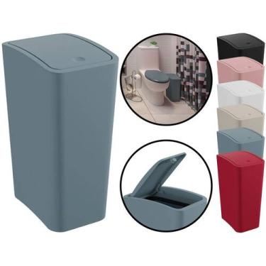 Imagem de Lixeira Plástica Retangular Cesto De Lixo Com Tampa Click Lavabo Escri