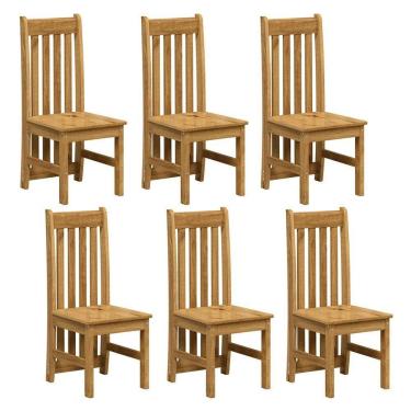 Imagem de Kit 6 Cadeiras em Madeira Maciça Lille Espresso Móveis Nogueira