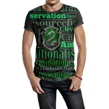 Imagem de Camiseta Masculina Harry Potter Slytherin Ref:396 - smoke, Preto, P