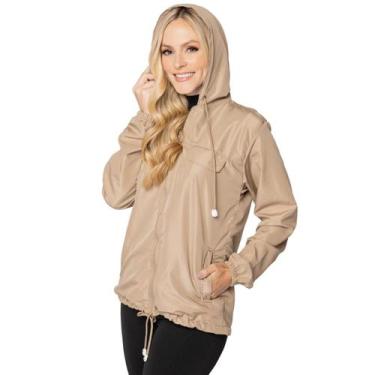 Imagem de Jaqueta Feminina Corta Vento Impermeável Com Capuz e Bolso Levar na Bo