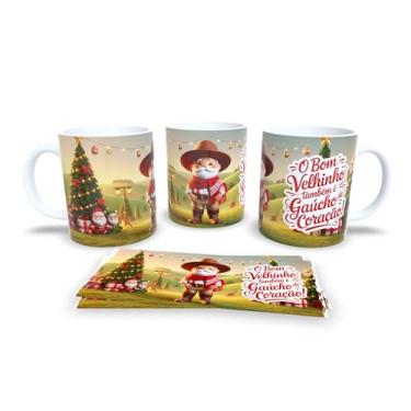 Imagem de Caneca de Natal com Papai Noel Surfista, Porcelana Branca, Tema Tropical, Decoração Praiana de Natal (19999)