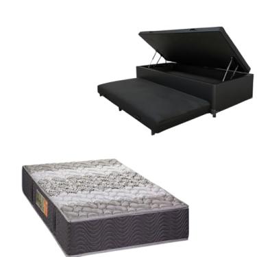 Imagem de Bicama Box Baú com Colchão de Espuma Orthopedic - Solteiro 88x188 (CORINO PRETO)