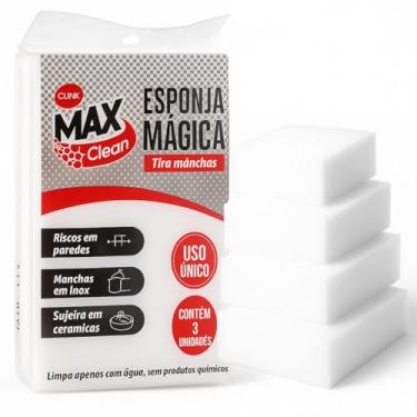 Imagem de Kit com 3 Esponja Mágica Melanina Tira Mancha e Riscos Desengordura Limpeza Esfregão Limpeza Pesada Uso Geral