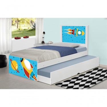 Imagem de Bicama Juvenil Adesivada Foguete Espacial Com Colchões