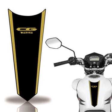 Imagem de Adesivo Faixa Gravata Tanque Moto Cg 160 125 Titan Fan 125 Preto Listra Dourado