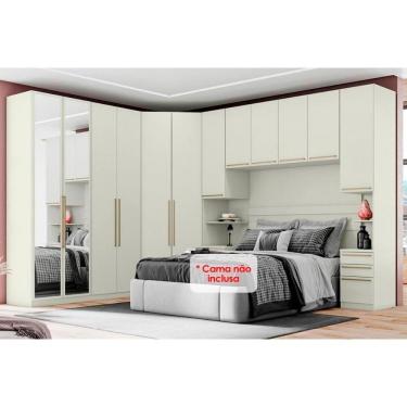 Imagem de Quarto Casal Modulado Seletto 6 Peças (1 Ponte + 1 Closet + 2 G Roupas + 2 Complementos) Qmh06 Areia - Henn