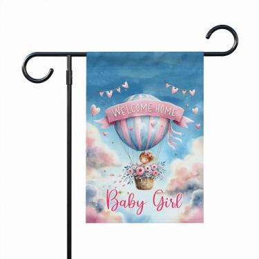 Imagem de Welcome Home Baby Girl Garden Flag - Placa de jardim de chá de bebê - Bandeira Recém-nascido revelar gramado - Ideias para decoração ao ar livre e terraços de jardim - Banner de quintal ao ar livre 30