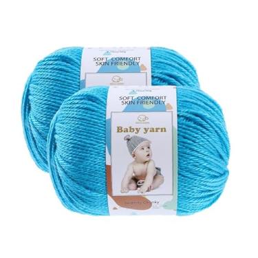 Imagem de Fio de malha para bebês – lã merino 10%, algodão 40%, nylon, 50% novelo de fio macio misturado adequado para tricô de crochê, cobertores de bebê e roupas (aproximadamente 50 g/160 jardas) [conjunto de