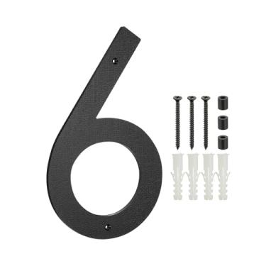 Imagem de PATIKIL Números de casa de 30 cm para o exterior, número 6 ABS textura de plástico flutuante número de casa moderna caixa de correio números de porta com kit de unhas para rua residencial ao ar livre