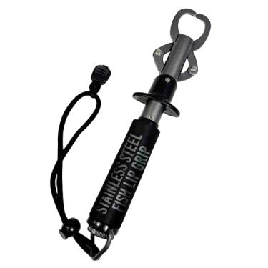 Imagem de Rite Angler Punho de lábio de peixe de aço inoxidável para pesca - cabo ergonômico, ferramenta de garra resistente à corrosão com mola - Pegador de pesca, pegador de peixe de água salgada