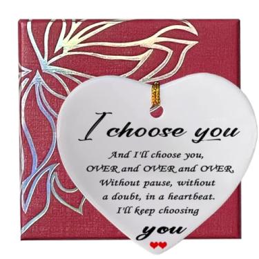 Imagem de MeiFuJuW Placa de lembrança de ornamento de cerâmica I Choose You, presentes românticos para casal, para ele, marido, esposa, namorada, namorado, aniversário, Natal, Dia dos Namorados, presente