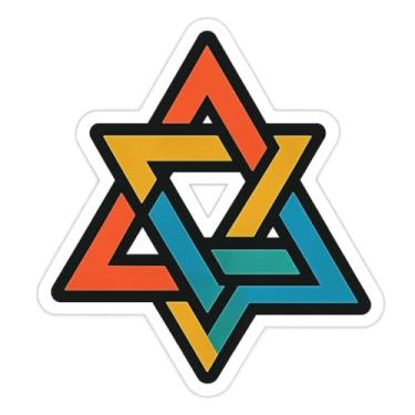 Imagem de Adesivo de Vinil Durável com Recorte de Triângulos Interligados, Design Moderno, 6x6 cm, para Notebooks e Celulares