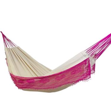 Imagem de Rede de Dormir e Descanso Rubi Casal Algodão Jaguaruana. (Bege e Pink)