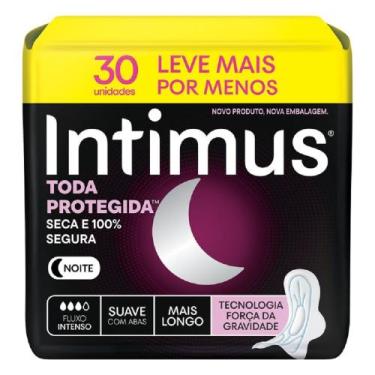 Imagem de Absorvente Intimus Noturno Cobertura Suave com Abas 30 Unidades, 1 Pac