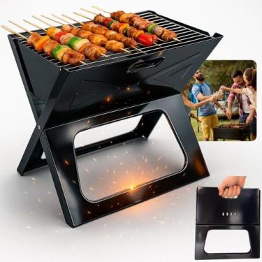 Imagem de Churrasqueira Dobrável Portátil A Carvão Camping Praia Varanda Gourmet