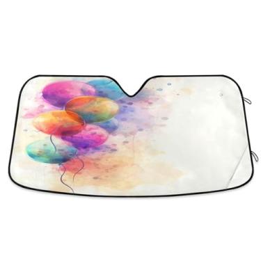 Imagem de Qilmy Balão colorido para para-brisa de carro, protetor de viseira dobrável, mantém fresco, bloqueia raios UV e acessórios para proteger carros, SUVs, caminhões-M1003