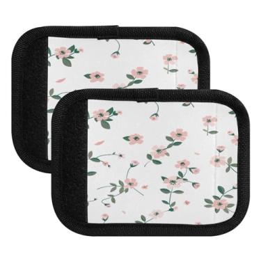 Imagem de Qilmy Embalagem com 2 identificadores de bagagem, fragmentos florais, estilo fresco, alças confortáveis, capas para carrinhos de bebê, mala de viagem, acessórios de viagem de avião1508