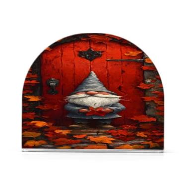 Imagem de xigua Suporte de guardanapo de gnomo fofo de Natal para mesas, porta-guardanapos de papel de placa acrílica elegante, dispensador de papel de seda independente moderno para jantar, sala de estar