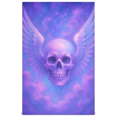 Imagem de Joisal Surreal caveira asas de anjo roxo bonito toalhas de prato toalhas de prato para cozinha pano de limpeza decorativo macio absorvente 45 x 71 cm, 6 pacotes