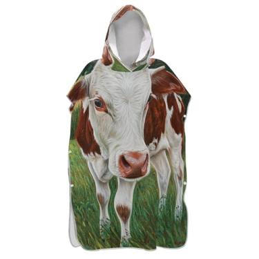 Imagem de Trocador para adultos, poncho de surfe, toalha de natação com capuz, plus size, masculino, feminino, poncho com capuz, branco, marrom, vitela, bovina
