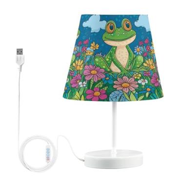 Imagem de Joisal Candeeiro de mesa regulável de jardim colorido sapo fofo, luz de leitura com abajur abajur de cabeceira